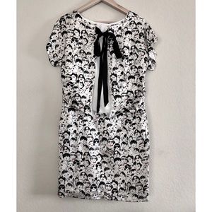 Lanvin Albert Elbaz face sketch print silk dress